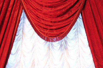 red and white curtains