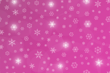 White snowflies on a pink  background. Vector illustration