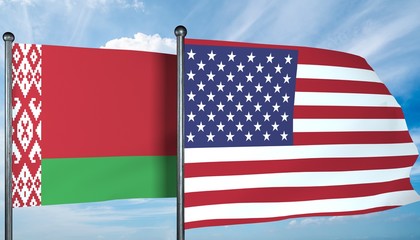 3D illustration of USA and Belarus flag