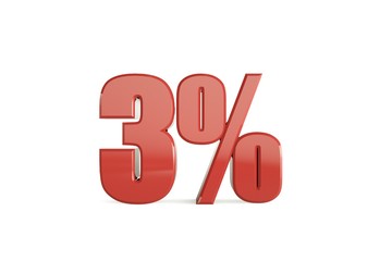 3D illustration 3 Percent Discount with background