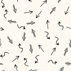 Vector geometric seamless pattern with hand drawn arrows