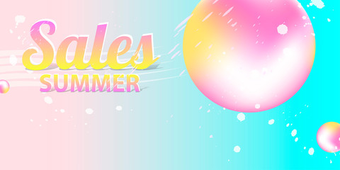 Sale summer backgrounds colorful 3d holiday vector Illustration graphic design poster flyer leaflet party