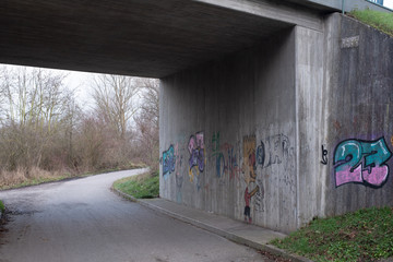 Underbridge in Waghäusel with Graffiti