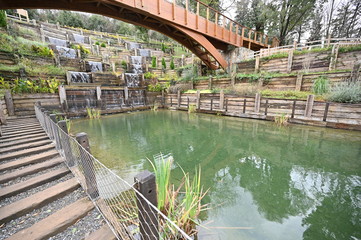 Fototapeta premium Artificial waterfall in Nakkastepe public garden