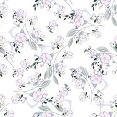 Fashionable cute pattern in nativel flowers. Floral seamless background for textiles, fabrics, covers, wallpapers, print, gift wrapping or any purpose.