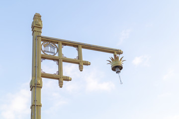 The lamp on the pole With a blue sky background