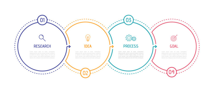 Business process infographic template. Thin line design with numbers 4 options or steps. Vector illustration graphic design