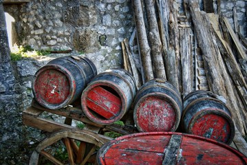 Barrels and cellar characteristic of peasant life