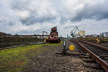 Old port and junkyard in Cologne