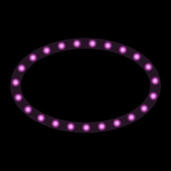 Glowing circles inside a purple ellipse on a dark background. Vector illustration