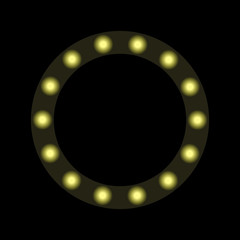 Naklejka premium Glowing circles inside a yellow circle on a dark background. Vector illustration