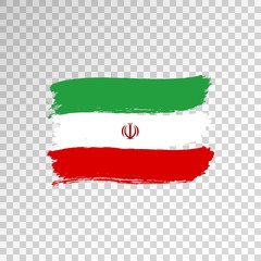 Vector Flag of Islamic Republic of Iran isolated on transparent background. Hand drawn brush strokes Flag of Iran or Persia. Modern national concept. Icon, label, template, design element.