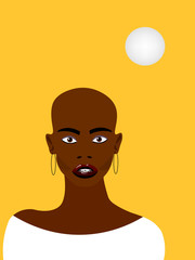 African girl on an yellow background