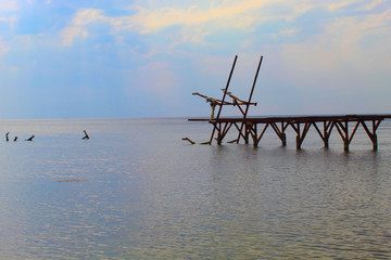 sea, abandoned pier