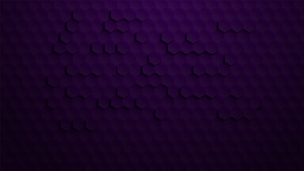 Fototapeta premium 3d hexagons on dark violet gradient background. Use for modern design, cover, template, decorated, brochure, flyer.