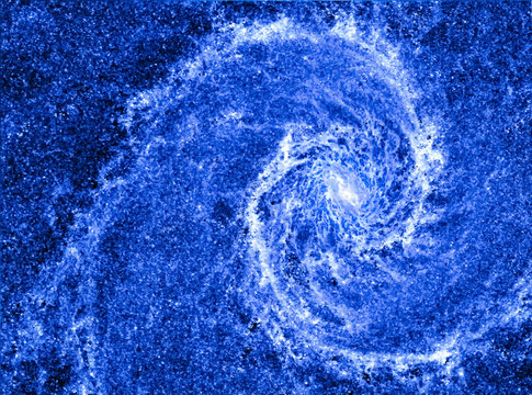 Spiral Galaxy In The Universe. Space Swirl Background. Blue Perfect Galaxy Like Geometric Golden Ratio. Concept Of Harmony And Fibonacci Sequence In Nature.