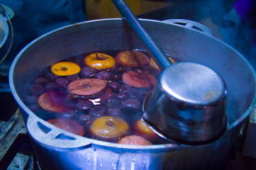 Christmas mulled wine. Drink in the pot.