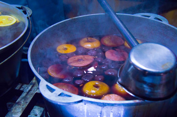Christmas mulled wine. Drink in the pot.