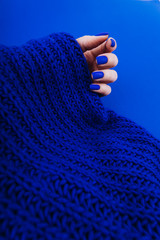 Classic blue manicure. The trend of the year. Color 2020.