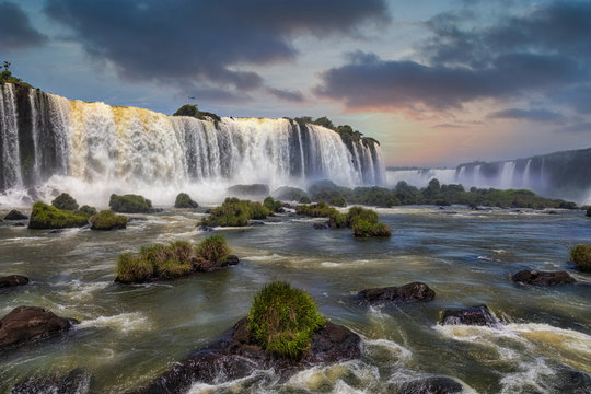 The Iguazu Falls, photographed from the Brazilian side.