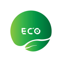 Logo with green tree leaf for world ecology nature. Flat Vector Illustration EPS10