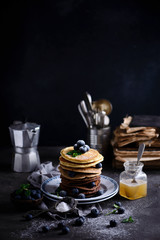 Chocolate ombre pancakes.dark photo