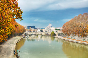 Rome overview with the Papal Basilica of St. Peter in the Vatican city - 314928124