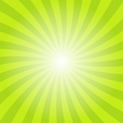 Obraz premium Sun rays background. Green radiate sun beam burst effect. Sunbeam light flash boom. Template starburst poster. Sunlight star, sunrise glow burst. Solar radiance glare retro design. Vector illustration