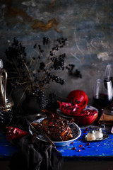 quail in pomegranate sauce..style vintage