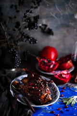 quail in pomegranate sauce..style vintage