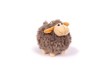 soft toy white background isolated brown sheep