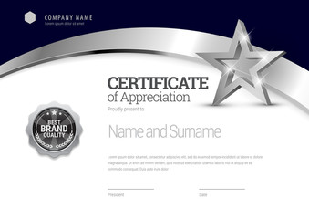 Certificate template curled paper. Diploma of modern design or gift certificate. Vector illustration.