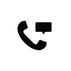call and chat icon. telephone receiver and message  icon. black vector. 