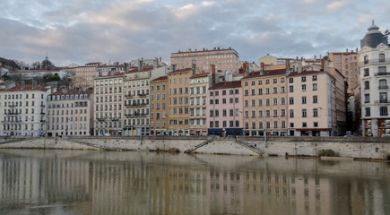 Fototapeta premium Typical colorful buildings of Lyon City