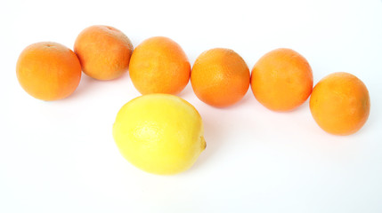 lemon and tangerines, citrus, lemon with tangerines isolated on a white background