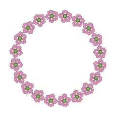 vector flowers circle frame. It can be used for invitation, card, postcard, cover.