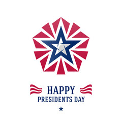Happy Presidents Day. Greeting card or poster with stars and stripes.