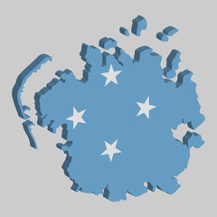 Federated States of Micronesia Map Flag Vector 3D