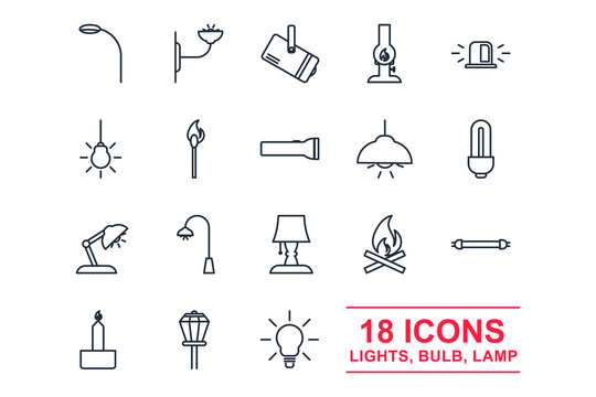 Set Lights, bulb icon template color editable. lamp pack symbol vector sign isolated on white background illustration for graphic and web design.