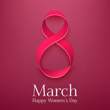 March 8 greeting card. Background template for International Womans Day