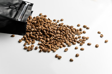  coffee grains on a white background