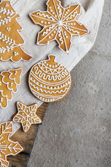 Copy space with different gingerbread cookies for new year