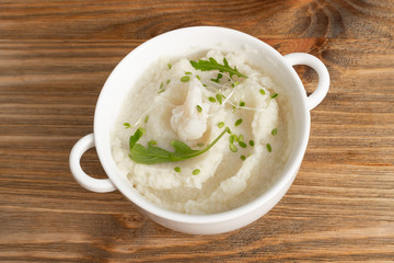 Homemade Cauliflower Puree or Colcannon with Mashed Cabbage