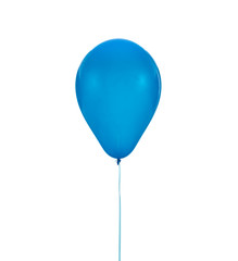 Blue balloon for birthday and celebrations isolated on white background