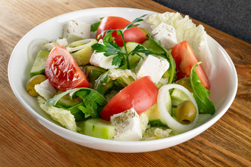 Greek Salad, Horiatiki or Village Salad with Feta Cheese