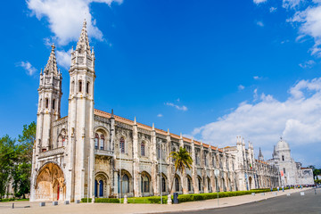 Fototapeta na wymiar Lisbon, Portugal:The Jeronimos Monastery or Hieronymites Monastery, a former monastery of the Order of Saint Jerome near the Tagus river in the parish of Belem
