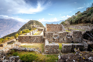 Choquequirao Inca ruins in Peru - obrazy, fototapety, plakaty