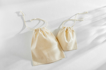 Reusable cloth shopping bags. Zero waste, plastic free concept.