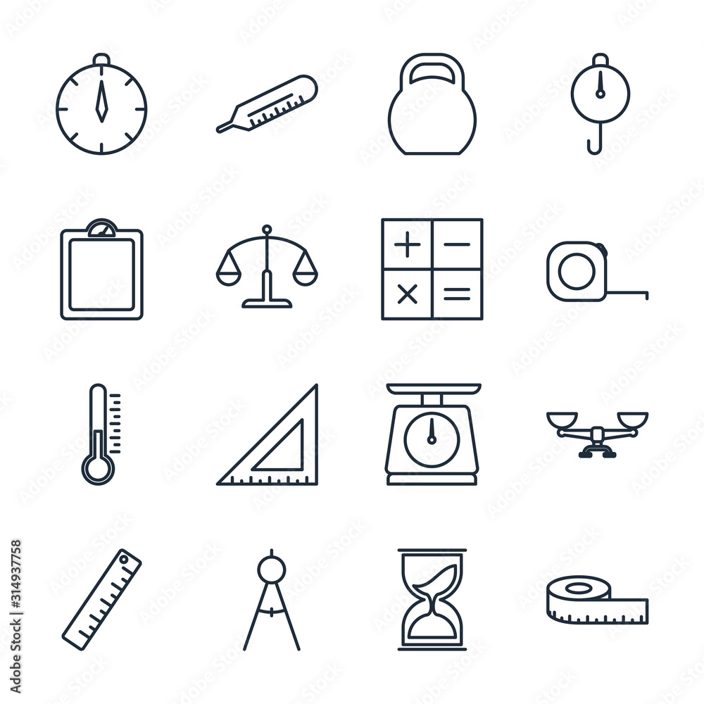 Fototapete set measuring icon template color editable. measuring pack symbol vector sign isolated on white back