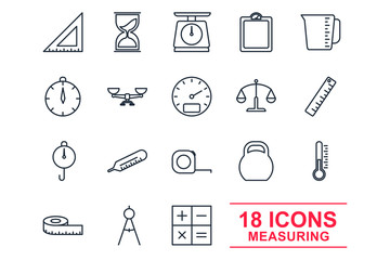 Set Measuring icon template color editable. Measuring pack symbol vector sign isolated on white background illustration for graphic and web design.